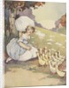 Illustration of girl with ducklings by Anonymous