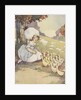 Illustration of girl with ducklings by Anonymous