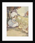 Illustration of girl with ducklings by Anonymous
