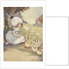 Illustration of girl with ducklings by Anonymous