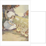 Illustration of girl with ducklings by Anonymous