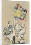 Illustration of children feeding geese by Anonymous
