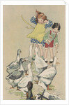 Illustration of children feeding geese by Anonymous