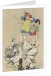 Illustration of children feeding geese by Anonymous
