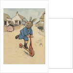 Illustration of rabbit on kick scooter by Anonymous