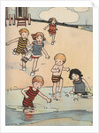 Illustration of children playing at beach by Anonymous