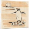 Illustration of penguin eating fish by Anonymous