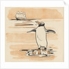 Illustration of penguin eating fish by Anonymous