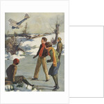 Illustration of children watching plane crash by Anonymous