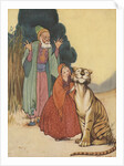 Illustration of man and girl with tiger by Anonymous