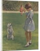 Illustration of girl teaching dog trick by Anonymous