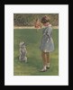 Illustration of girl teaching dog trick by Anonymous