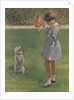 Illustration of girl teaching dog trick by Anonymous