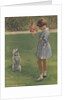 Illustration of girl teaching dog trick by Anonymous