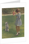 Illustration of girl teaching dog trick by Anonymous