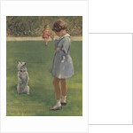 Illustration of girl teaching dog trick by Anonymous