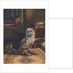 Illustration of dogs with slippers by Anonymous