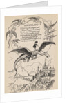 Illustration of girl riding flying dragon by Anonymous