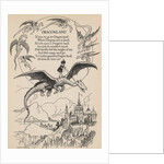 Illustration of girl riding flying dragon by Anonymous