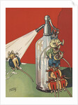 Illustration of mice spraying soda syphon bottle by Anonymous