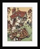 Illustration of giant turtle destroying house by Anonymous