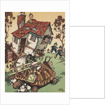 Illustration of giant turtle destroying house by Anonymous