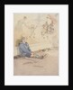 Illustration of boy daydreaming about Santa Claus by Anonymous