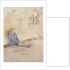 Illustration of boy daydreaming about Santa Claus by Anonymous