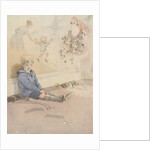 Illustration of boy daydreaming about Santa Claus by Anonymous