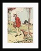 Illustration of girl walking with dog by Anonymous