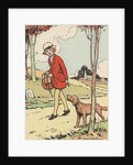 Illustration of girl walking with dog by Anonymous