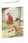 Illustration of girl walking with dog by Anonymous