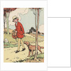 Illustration of girl walking with dog by Anonymous