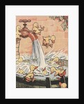Illustration of ducklings playing in pail of water by Anonymous