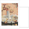 Illustration of ducklings playing in pail of water by Anonymous