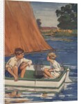 Illustration of children in sailboat by Anonymous