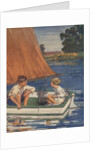 Illustration of children in sailboat by Anonymous