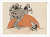 Illustration of female birds watching another bird sweep by Anonymous