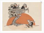 Illustration of female birds watching another bird sweep by Anonymous