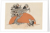 Illustration of female birds watching another bird sweep by Anonymous
