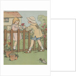 Illustration of boy giving rose to girl by Anonymous