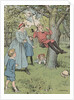Illustration of children playing on swing by Anonymous
