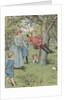 Illustration of children playing on swing by Anonymous