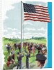 Boys scouts raising American flag by Anonymous