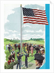 Boys scouts raising American flag by Anonymous