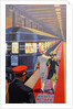 Couple walking toward passenger train by Anonymous