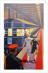 Couple walking toward passenger train by Anonymous