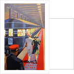 Couple walking toward passenger train by Anonymous