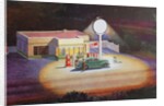 Gas station at night by Anonymous