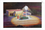Gas station at night by Anonymous